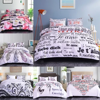 

Boniu Letter Printing Duvet Cover Sets 2/3 pcs White Flower and Dream Catcher Quilt Cover US AU King Size Soft Bedding Set