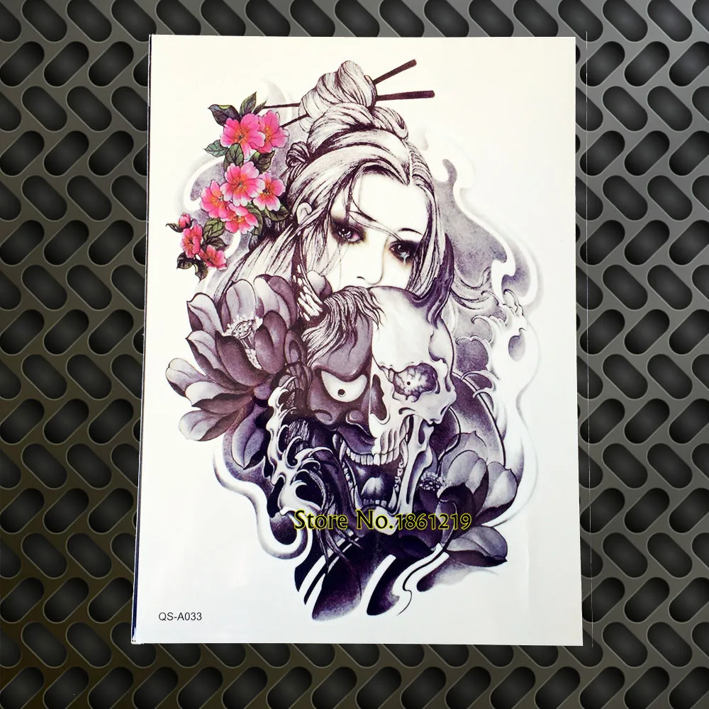 1 قطعة نمط lastest تصميم جديد الموت الجمجمة رجال هيئة الفن المؤقتة الوشم ملصقات GQS-A033 اللوحة الورود اليابان النساء الوشم 1 قطعة نمط lastest تصميم جديد الموت الجمجمة رجال هيئة الفن المؤقتة الوشم ملصقات GQS-A033 اللوحة الورود اليابان النساء الوشم