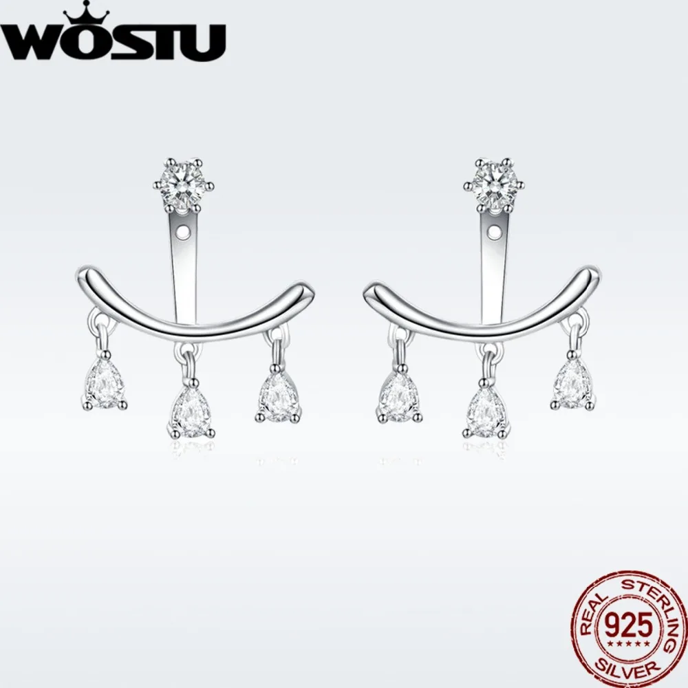 

WOSTU Original Drop Earrings Hot Sale Authentic 925 Sterling Silver Jewelry Dew CZ Earring For Women Party Wedding Gift BNE086