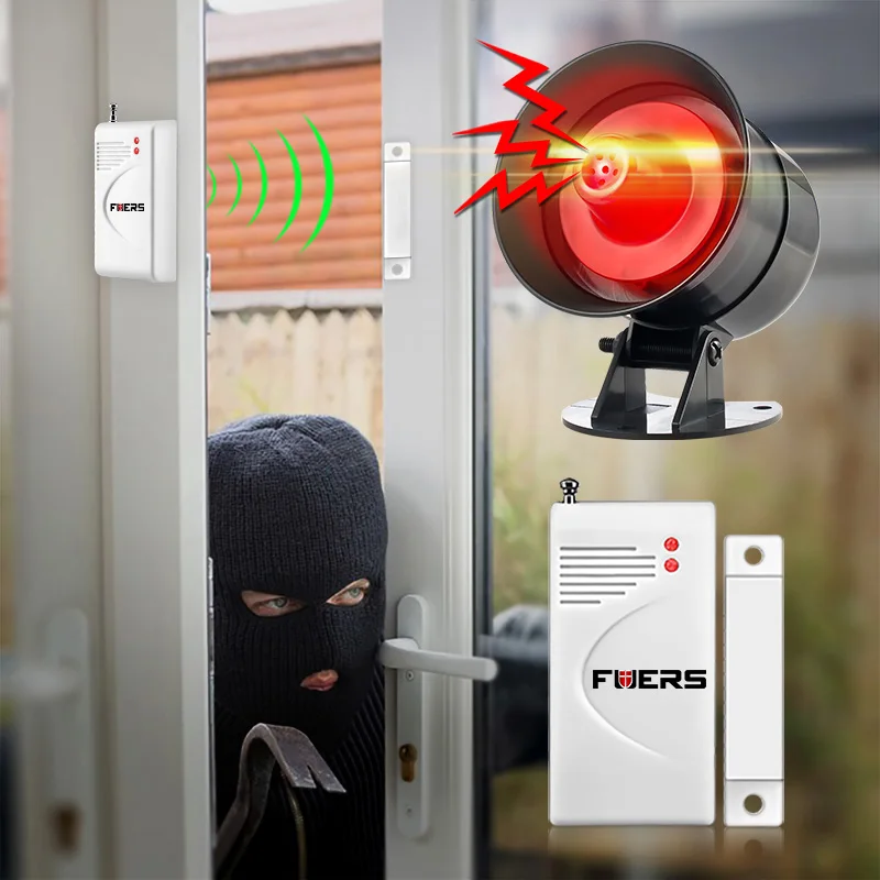 Wireless 110db Sound&Strobe Siren Flash Alarm System for Home Burglar Security