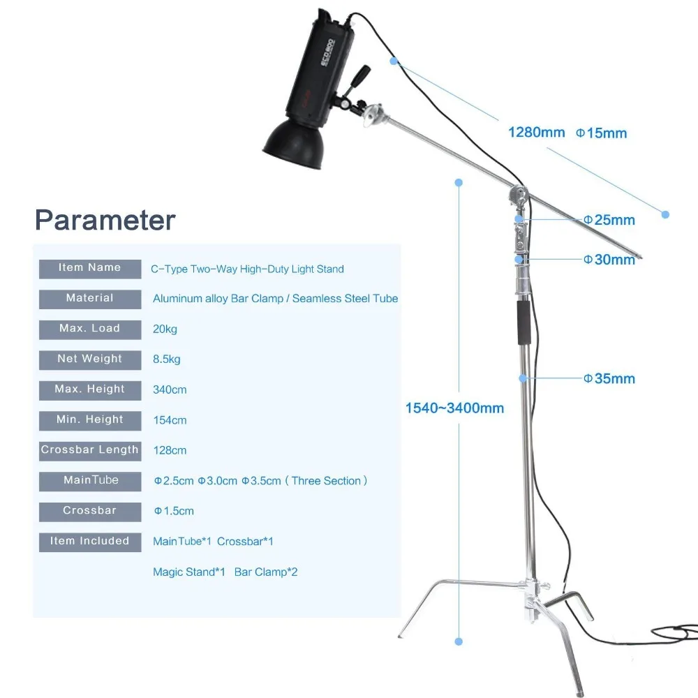 Многофункциональная фотостудия тяжелое освещение век C подставка с складными ножками, комплект с рукояткой и головкой