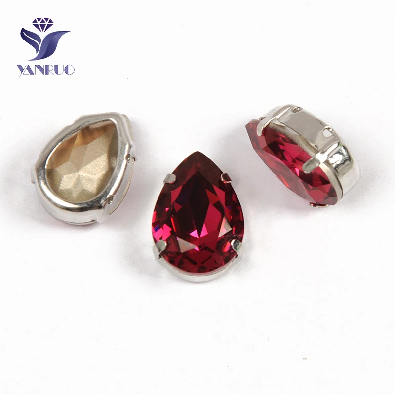 

YANRUO 4320 All Sizes Fuchsia Drop Strass Zircons Crystal Sewing Rhinestones Point Back Glass Stones For Needlework