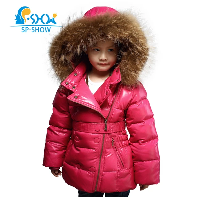 одежда для детей 6-12 лет ,пуховик для девочки ,куртка для девочки с бесплатной доставкой ,новая зимняя коллекция 2015г,детский утолщенный пуховик натуральный густой мех енота на капюшоне
