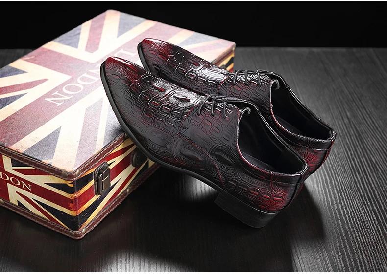 Mens Oxfords Shoe Formal Casual Shoes Men Size 46 Oxfords Pu Leather Emboss Crocodile Men Casual Shoes Leather Lace Brogues Shoe (5)