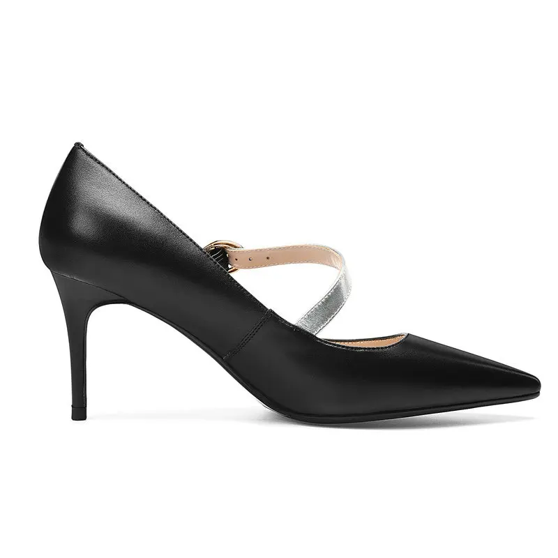 Boda 3 Las Tacones De Alta Mujer Zapatos Mujeres Negro Tamaño Hebilla Plataforma Eshtonshero blanco Blanco Señoras Elegante 8 Pu Cuero 6Aqawn1Fz