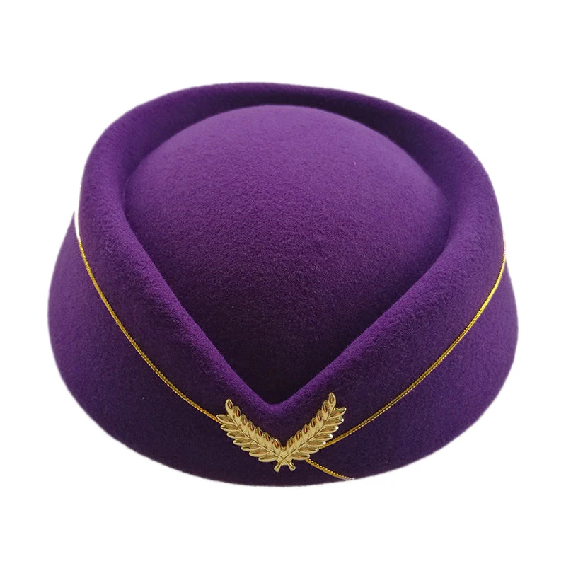 Новые Элегантные войлочная коробочка для таблеток стюардесс девочек берет шляпу базовый Кепки Стюардесса Авиакомпании сексуальная униформа шляпа Кепки s