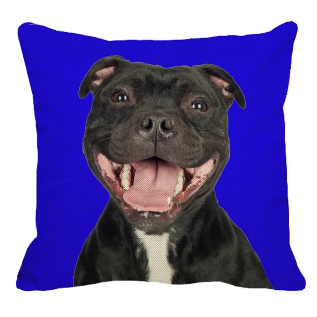 XUNYU, льняной чехол для подушки с изображением собаки, дивана, квадратная декоративная наволочка, чехол для подушки с изображением животных 45X45 см AC015 - Цвет: 3