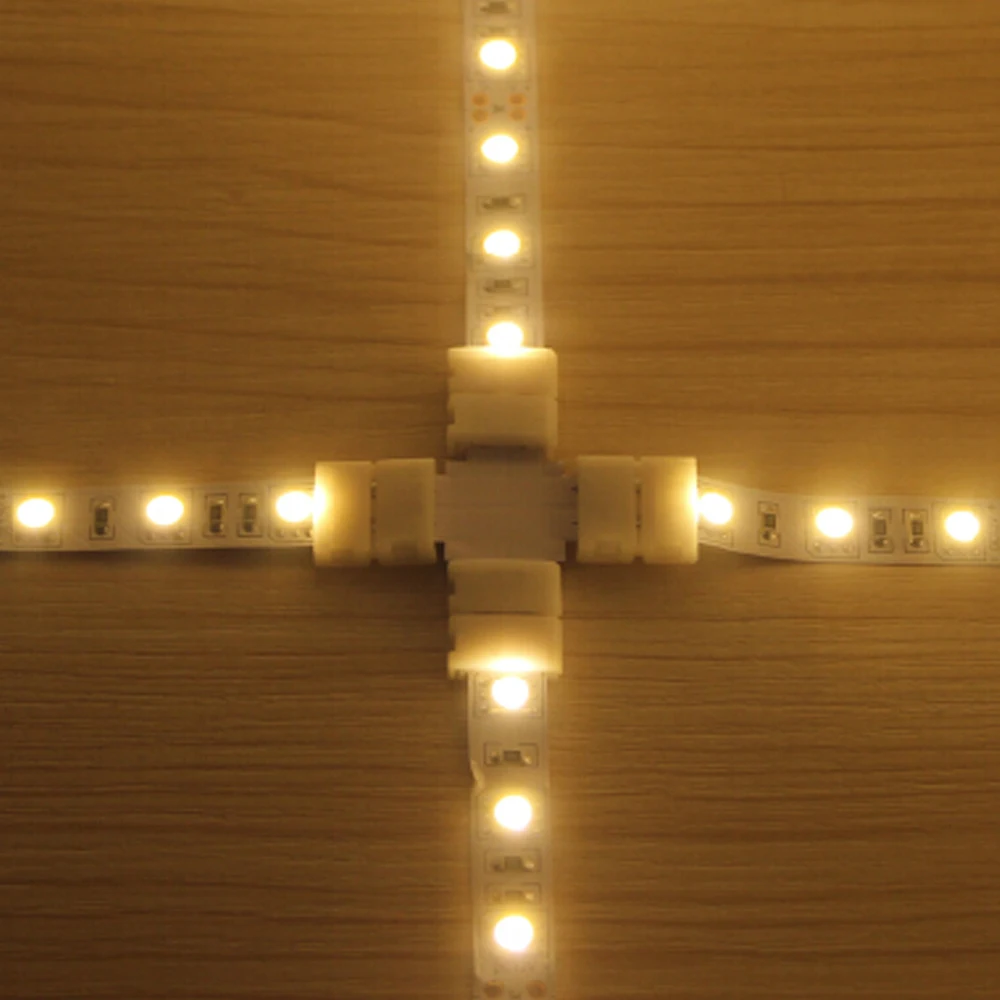 

LED Strip Connector 10pcs/Pack X Cross Shape 2Pin 10m Angle Corner Connector For 10mm Wide 5050 Single Color LED Strip Lights