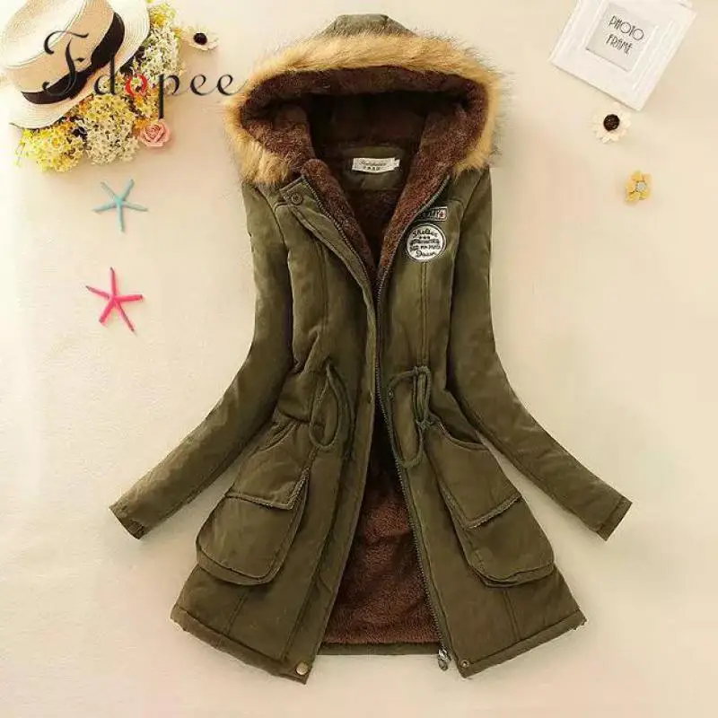 

2019 Winter Jacket Casual Fashion Long Sleeve Lamb Velvet Thick Collect Waist Loose Plus Size Simple Pocket With Hood Coat Women