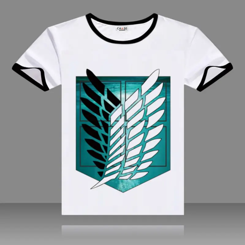 

2017 T-shirts Attack on Titan Cosplay Black O-Neck Short Sleeve Costumes Eren Print Tops Casual Summer Tees