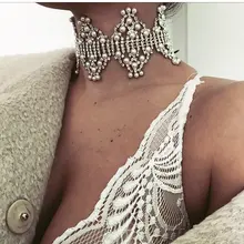 Богемное сексуальное роскошное ожерелье с кристаллами и жемчугом и кулоном, воротник для свадьбы, помолвки, женское массивное ожерелье, колье, ювелирное изделие