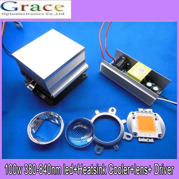

100w Watt High Power grow light 380-840nm LED Light + Heatsink Cooler+100W LED Driver+lens
