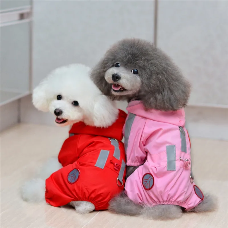 Водонепроницаемый милый плюшевый плащ для щенка, куртка для милой собаки - Цвет: Красный