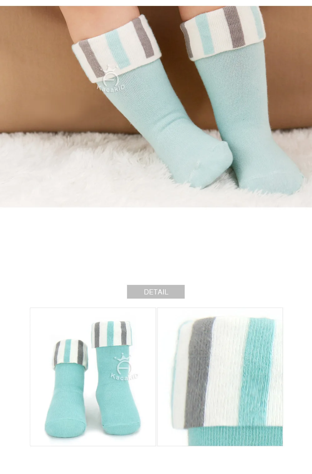 Kacakid осень зима новые носки для младенцев модные детские Для мальчиков и девочек в полоску Гольфы дети хлопок скольжению утолщение Носки