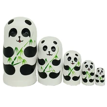 2019 new 5 set cute panda wooden paint nesting dolls babushka russian matryoshka doll hand paint toys home decoration gifts 5pcs cute wooden dolls animal paint nesting babushka russian dolls children early education birthday matryoshka gift