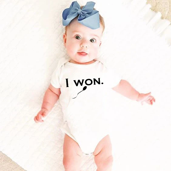 

Baby Boy Girl Funny Letter tadpole I won baby romper Newborn Infant Cotton Romper Jumpsuit Clothes Outfit short sleeve clothes