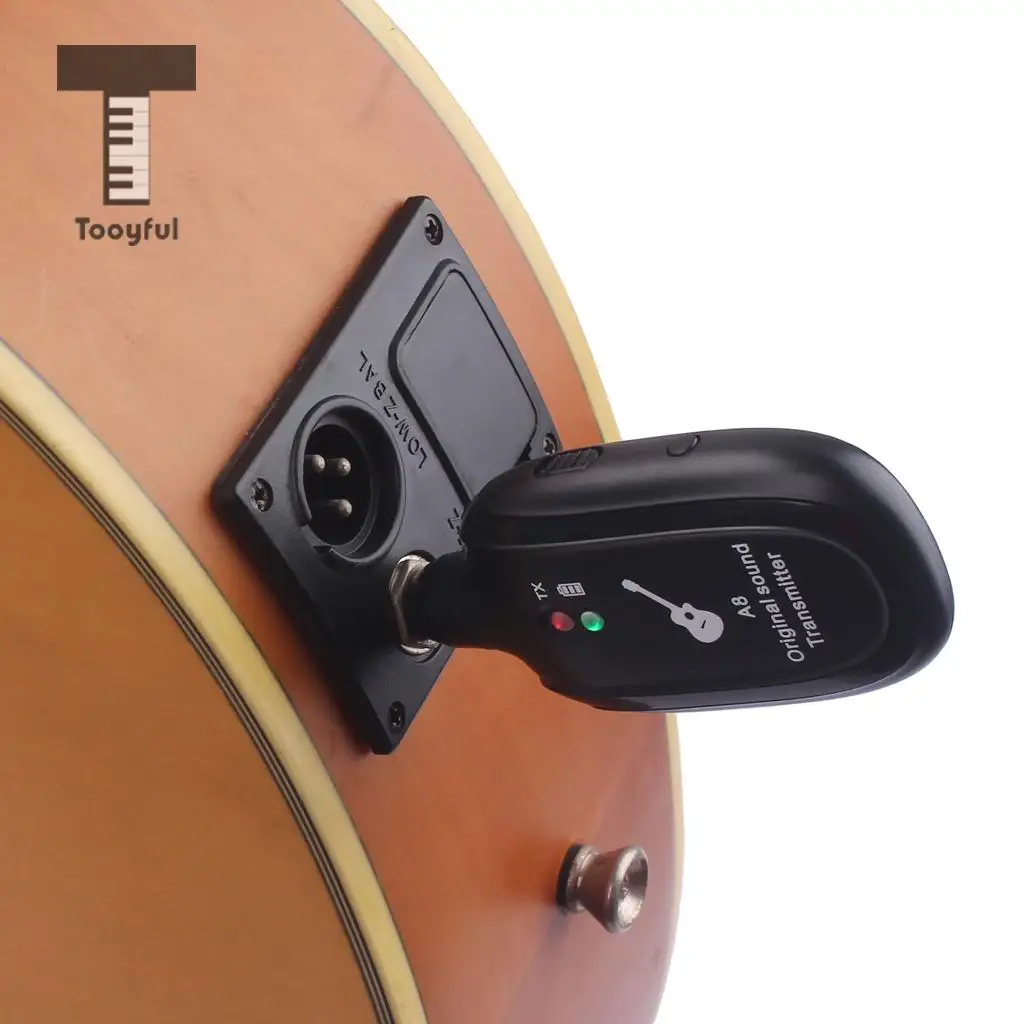 Tooyful UHF Wireless Digital Audio Transmitter Receiver System USB Cable for Guitar Bass Ukulele Mandolin Musical Instrument