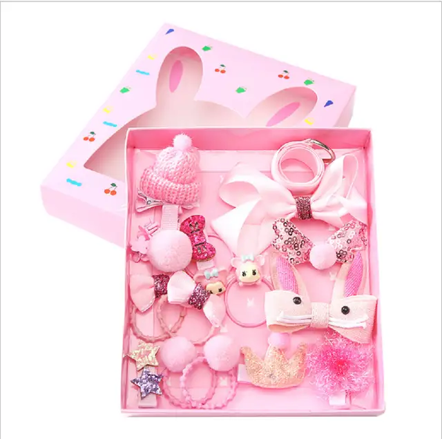 Baby Girls Boutique Head Clips Cute Hair Bows Crown Princess Bobbles Gift Set