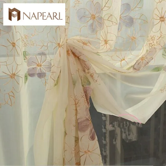 

NAPEARL New arrival 1091 balcony embroidered curtain window screening shalian partition rustic fashion
