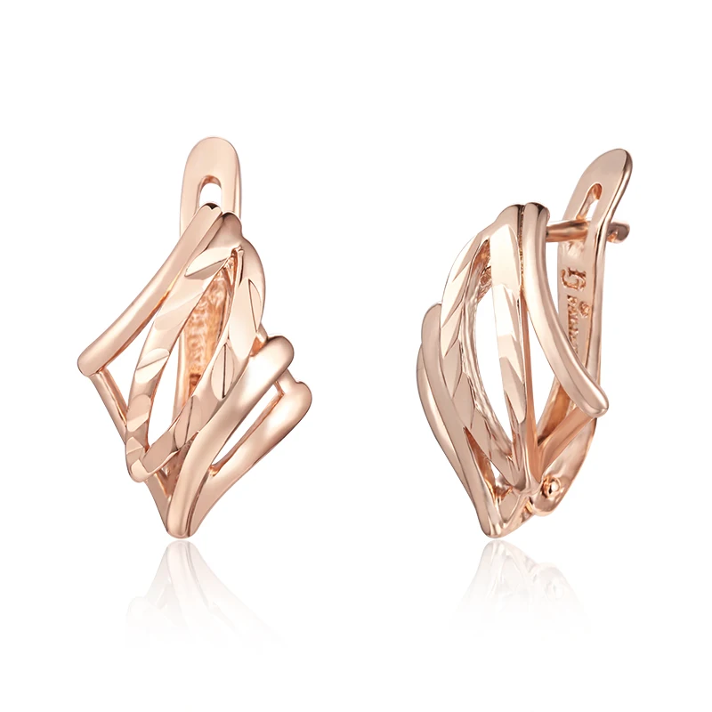 

Fashion Jewelry Women Ladies 585 Rose Gold Color Square Geometric Drop Earrings Dangle Copper Earrings