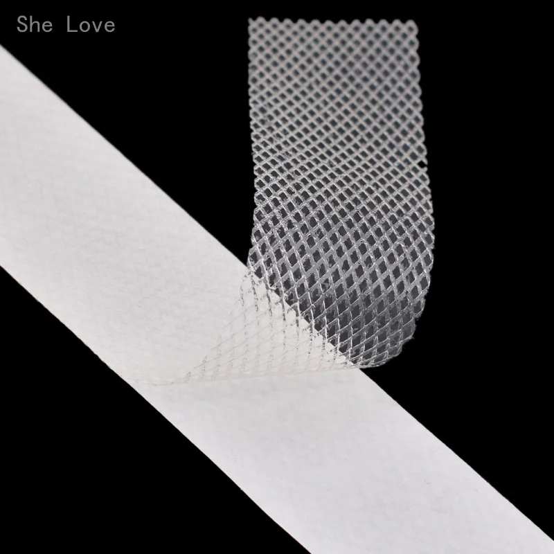 Chzimade 1Roll 10M Hot Melt Adhesive Mesh Tape Fastener For Clothes Double Sided Release Interlining Tape Diy Sewing Accessories
