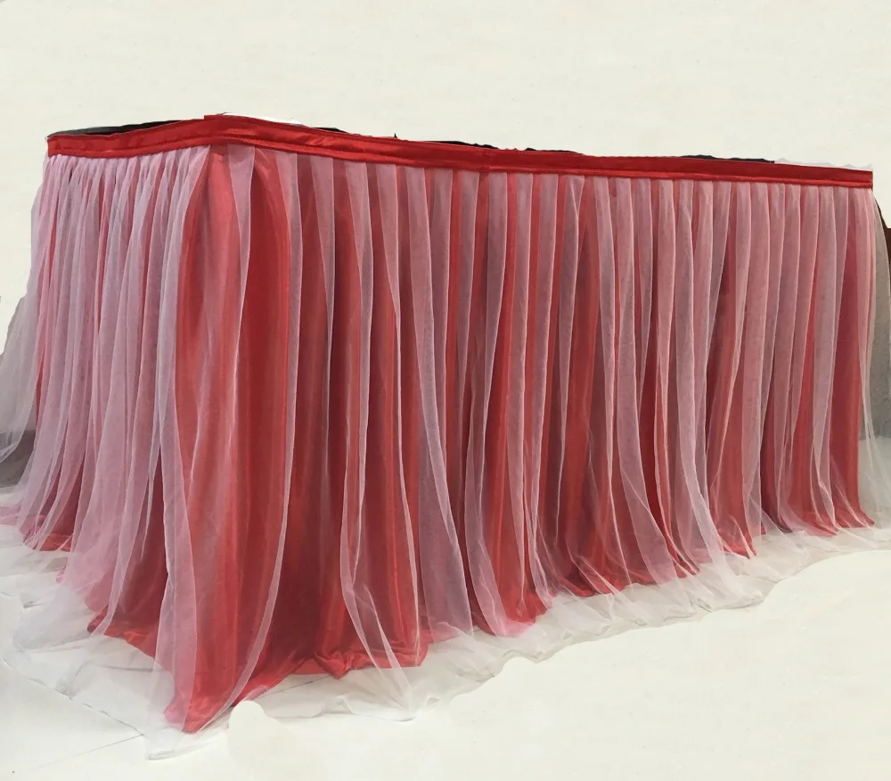 Tulle Table Skirt for Party Wedding Home Decoration Birthday Party / Baby Shower Chiffon Gauze Bridal Veil Table Skirting