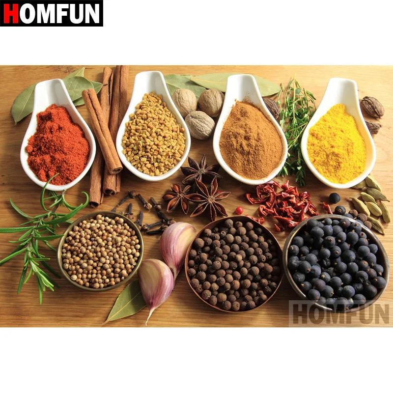 HOMFUN Full Square/Round Drill 5D DIY Diamond Painting &quotKitchen seasoning&quot 3D Embroidery Cross Stitch Home Decor A18609 | Дом и сад