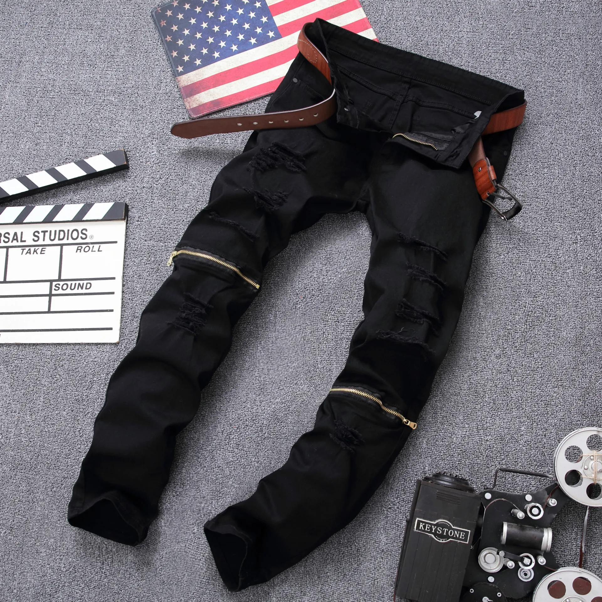 YiQuanYiMei Fashion Punk Style zerrissenen jeans männer skinny jeans bitte erlauben 1 3 CM unterscheidet wegen des manuellen maßes dank QQ 5D8E1E8C3B729D3A7B0A48D3E8D56A49