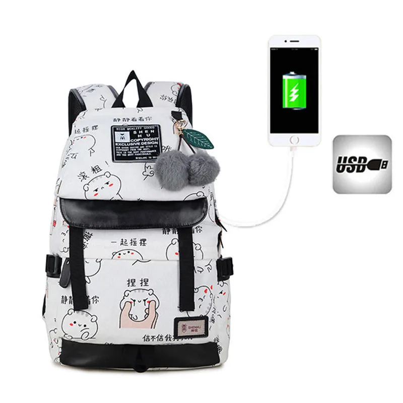 

2018 new female USB backpack female school bag leisure wear canvas computer bag travel bag waterproof breathable school bag
