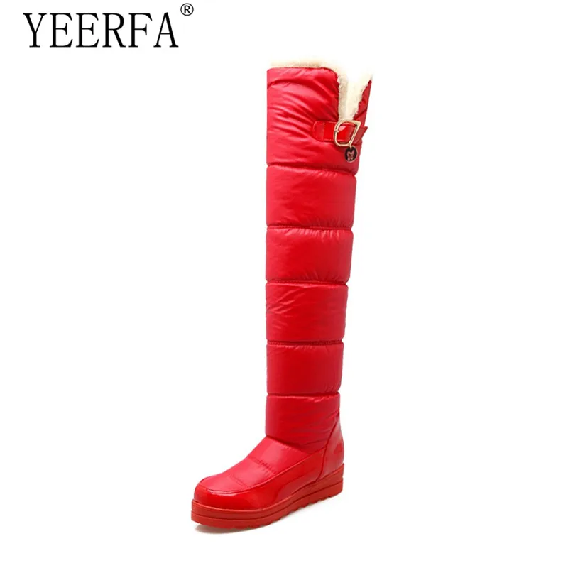 

YIERFA Fashion New Keep Warm Snow Boots Women Russian Shoes Fur Inside Thigh Knee High Boots Warm Women Winter Shoes Size 35-43