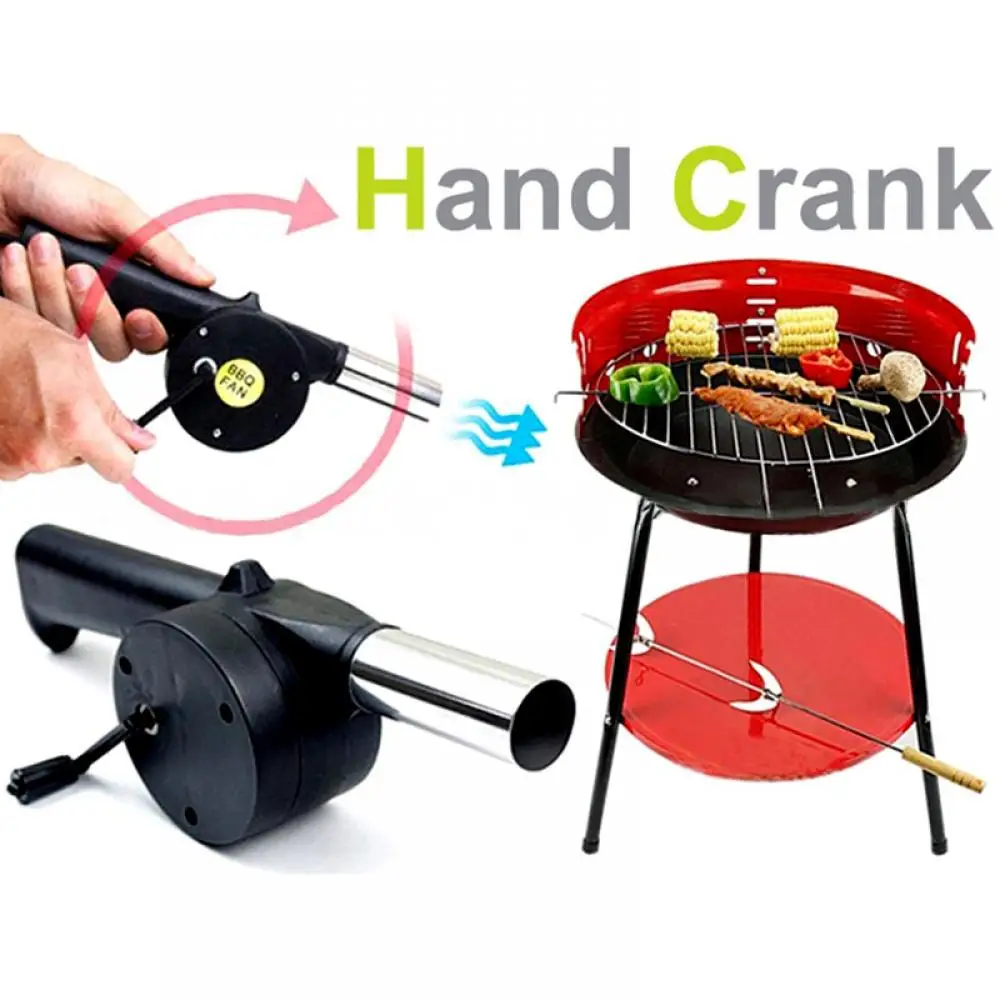 New Outdoor Cooking BBQ Fan Air Blower For Barbecue Bellows Hand Crank