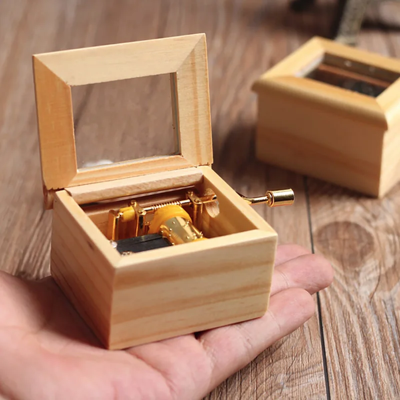 

1PC Romantic Music Box Wood Hand Musical Box Happy Birthday Classical Wooden Home Decor Birthday Gift Christmas Gift