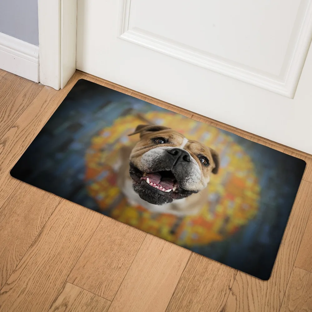 

English Bulldog Print Prayer Mat Doormats Shoe Pad Kitchen Carpet Indoor Outdoor Welcome Bathroom Slip Floor Mat Donuts 46x75cm