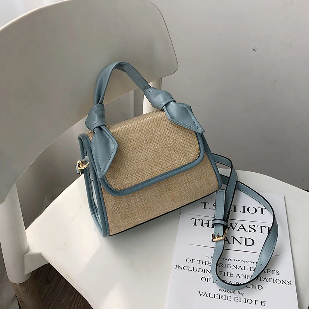 

Women Rattan Bags Handmade Woven Beach Crossbody Bag Square Straw Bag shoulder sac Summer Diagonal Casual Beach Bag bolso rafia
