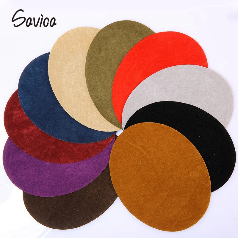 Savica 2pcs/lot Suede Artificial Leather Patches DIY Applique Sewing Applique Iron on Elbow Knee