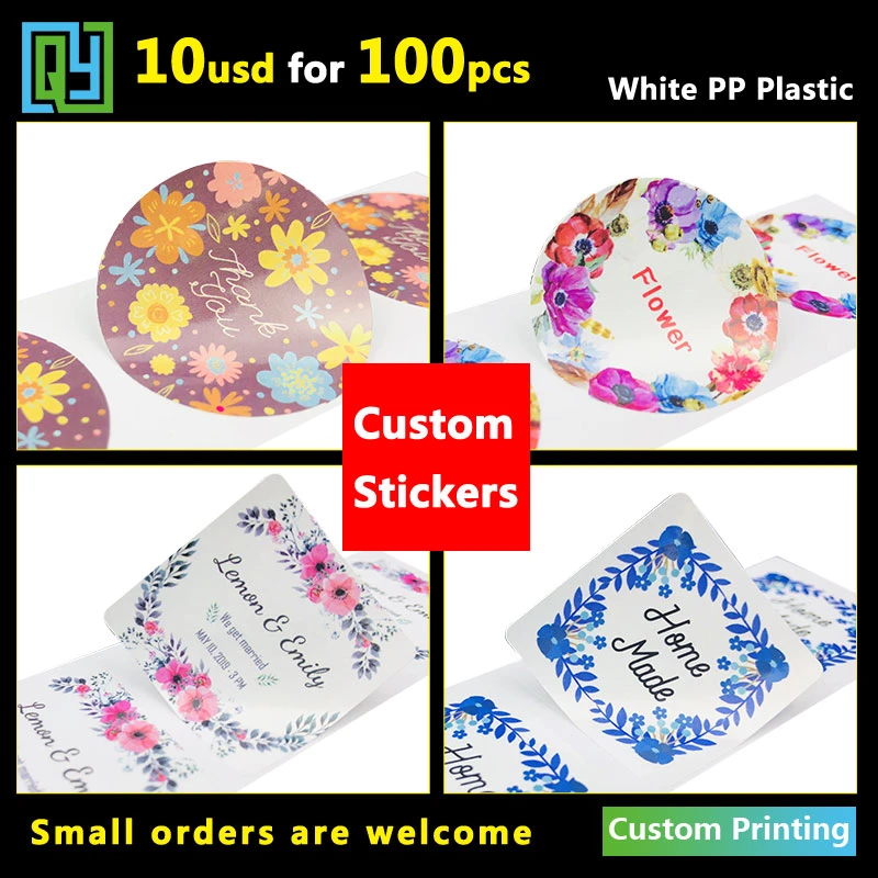 100pcs 35mm Vinyl Stickers Self Adhesive Labels Stationery Handmade Custom Printing Logo Wedding Gift Cosmetics Box Bottle Seal