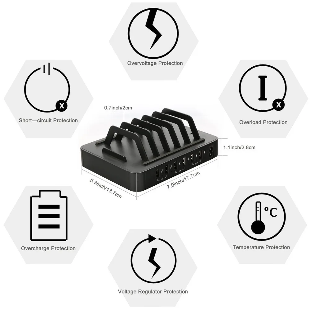 50 Вт 6 портов настольное зарядное устройство usb несколько usb зарядная станция Док-станция для iphone Xiaomi Vivo iphone samsung huawei зарядное устройство
