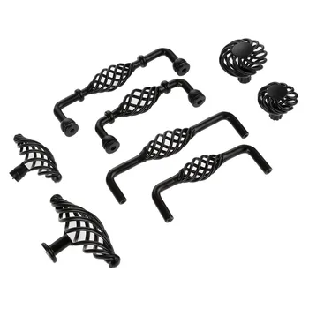 1Pc Antique Spiral Birdcage Black Furniture Handles Cabinet Knobs and Handle Kitchen Door Knobs Dresser Cupboard Wardrobe Pull