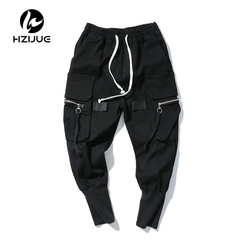 HZIJUE Высокая мода брюки на молнии штаны мужские спортивные брюки Джоггеры для мужчин установлены низ уличная хип хоп карандаш