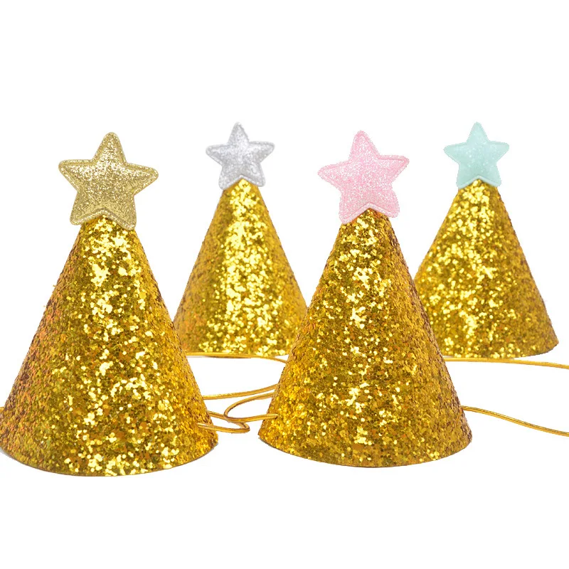 1 шт. Новые Симпатичные Блеск День рождения Шапки Star Кепки Baby Shower реквизит для