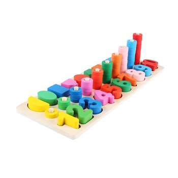

1pc Block Board Game Set Learning Preschool Alphabet Educatonal Wooden Colorful Block Board for Children Toddler Kids