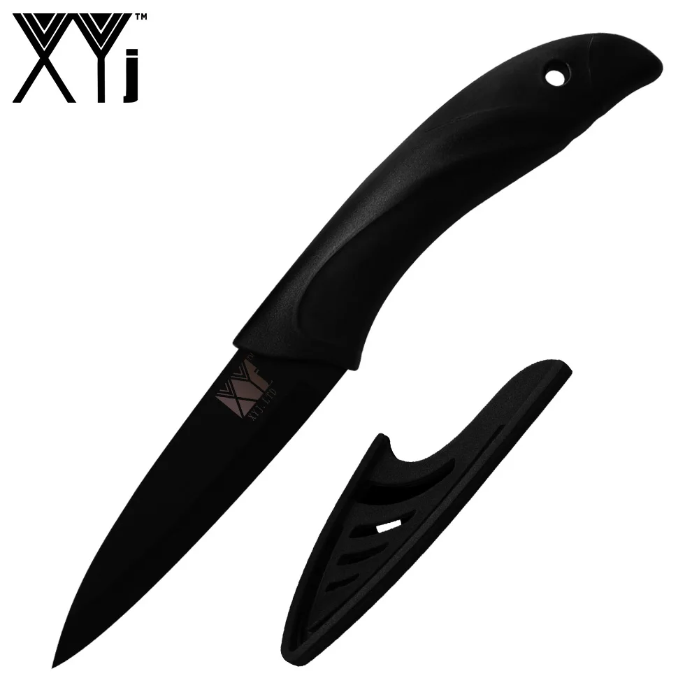 XYj кухонный нож из нержавеющей стали с черным лезвием 8 ''7'' 5 ''3,5'' шеф-повара для нарезки хлеба Santoku нож для фруктов Бесплатные крышки - Цвет: 5 inch Utility Knife