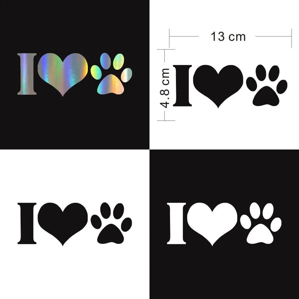 Anycuros I LOVE Animal Dog Paw Print Vinyl Graphic Decal Car Sticker Decoration 13cm4.8cm  (8)