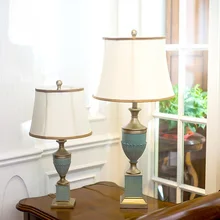 Европейские классические настольные лампы синий теплый Кабинет гостиная спальня прикроватное освещение настольные светильники смола+ ткань ZA FG949