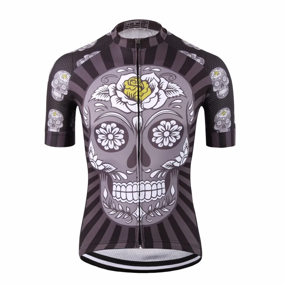 Online KEMALOCE Kurzarm Nationalen Team Compression Radfahren Jersey Ciclismo Top Beliebte Schädel Fahrrad Tragen Schwarz Rennen Bike Shirts