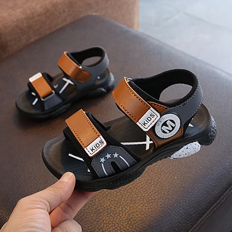 2019 Boys Sandals Summer Kids Shoes Fashion Leather Sport Sandals Children Shoes Flats Open Toe Beach Boys Shoes Size 26-31