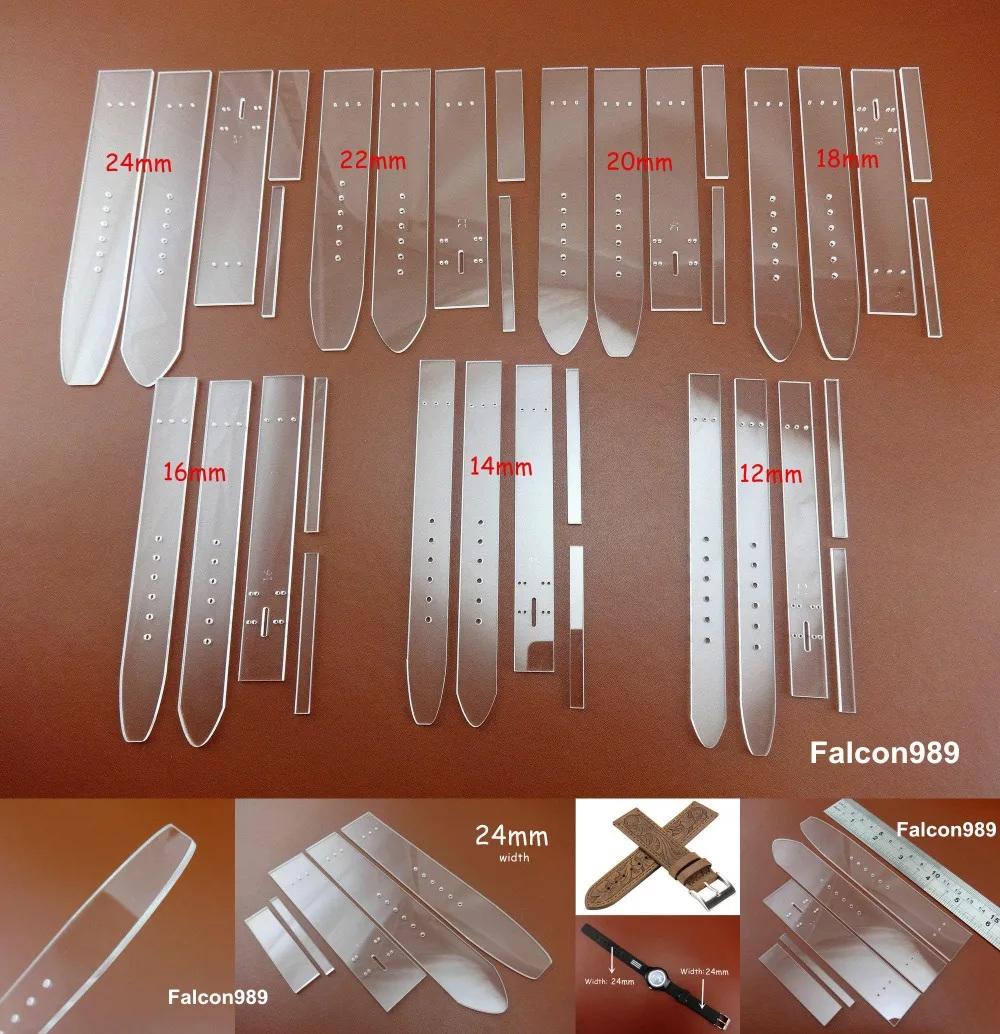 7 комплектов, 7 размеров, кожаный акриловый прямой ремешок для часов, трафарет, шаблон, инструмент 12-24 мм, для шитья, резьбы, строчки, штамповки, Новинка