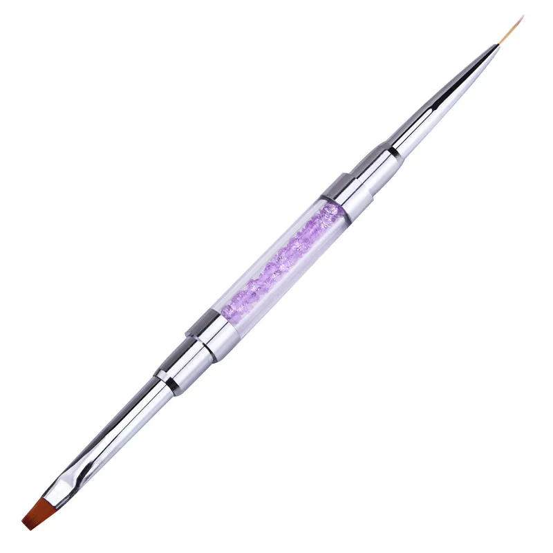 

2-way Nail Art Acrylic UV Gel Brush Liner Drawing Carving Crystal Handle Pens For Nail Art New Arrival
