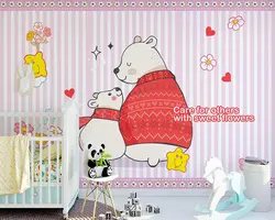 Beibehang пользовательские обои ручная роспись мультфильм мать и сын полярный медведь детская комната ТВ диван фоне стены 3d обои