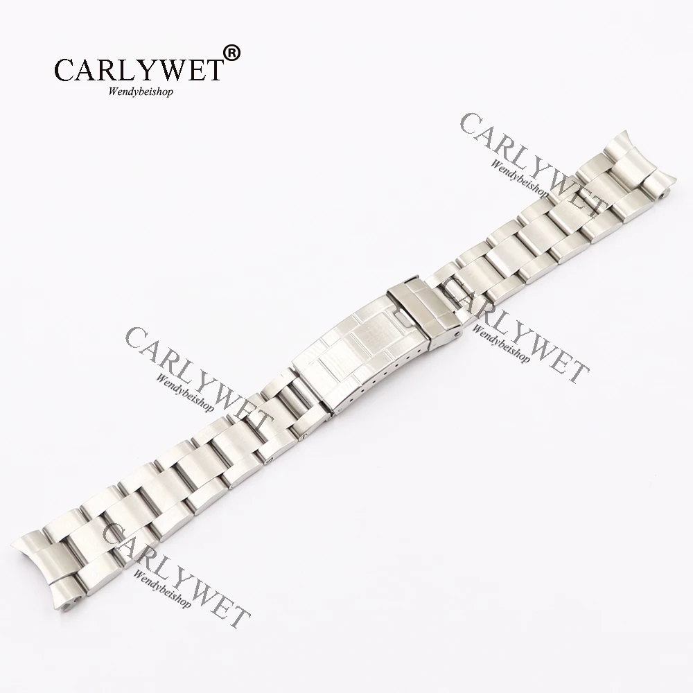 CARLYWET 20mm New Silver All Brushed Solid Curve End Screw Links 316L Stainless Steel Watch Band